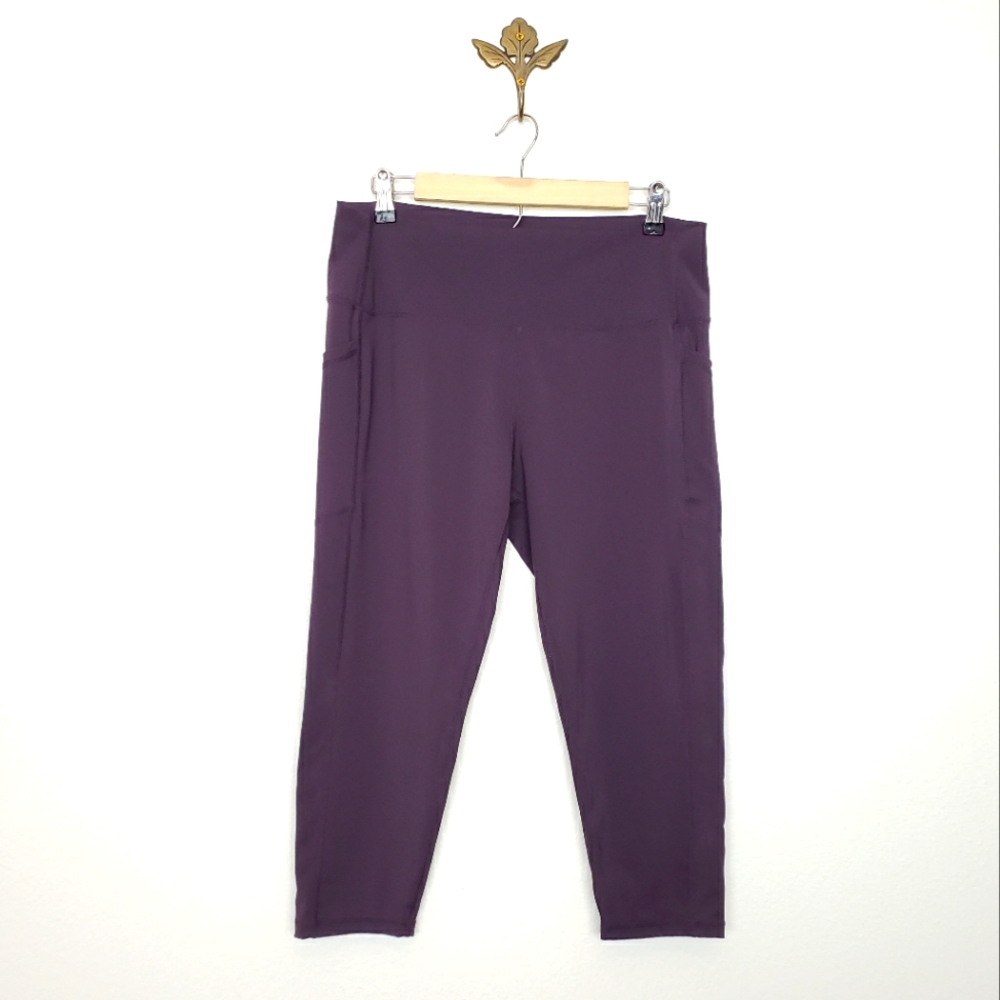 ZYIA Light N Tight Pocket Legging Crop Purple Womens Plus Size 20